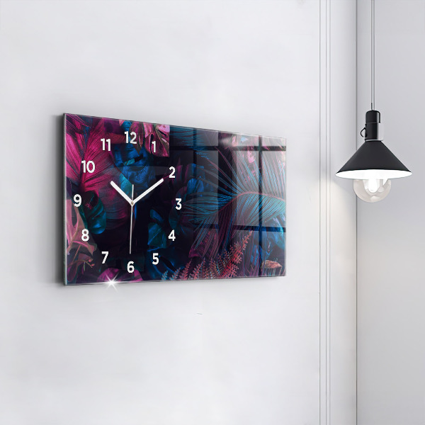 Glass wall clock rectangular Exotic flowers
