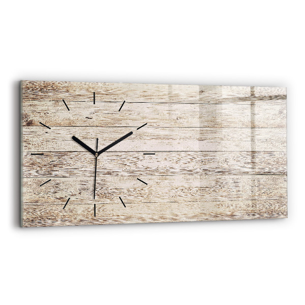 Glass wall clock rectangular Wooden panels