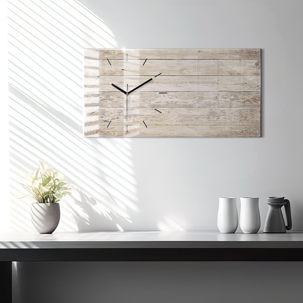 Glass wall clock rectangular Wooden panels