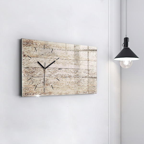 Glass wall clock rectangular Wooden panels