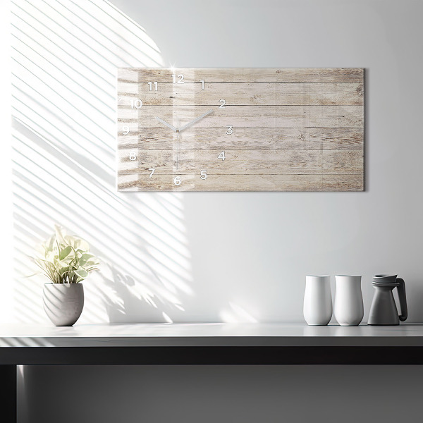 Glass wall clock rectangular Wooden panels