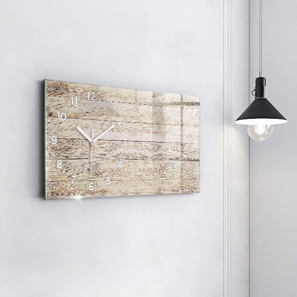 Glass wall clock rectangular Wooden panels
