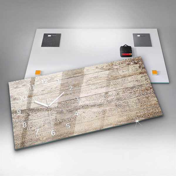 Glass wall clock rectangular Wooden panels