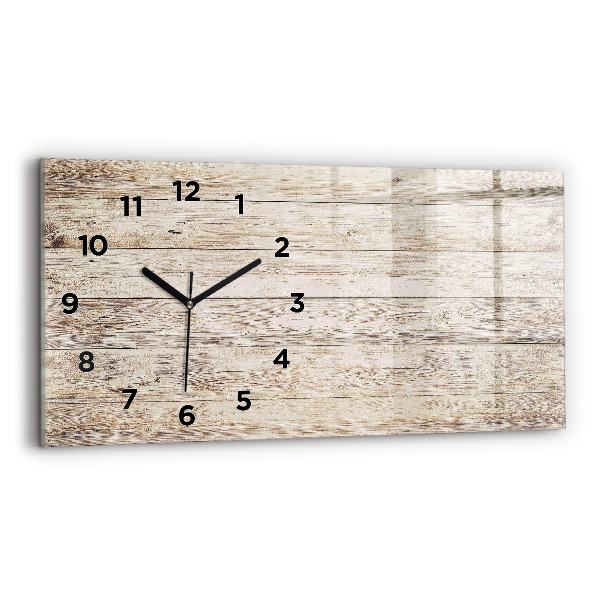 Glass wall clock rectangular Wooden panels