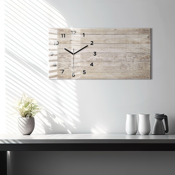 Glass wall clock rectangular Wooden panels