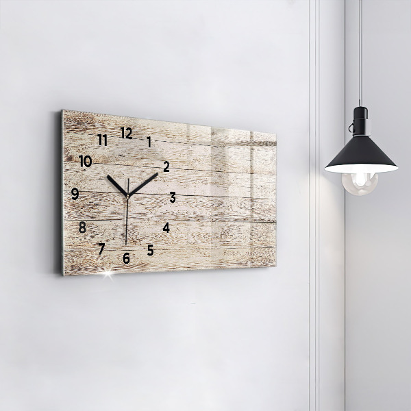Glass wall clock rectangular Wooden panels