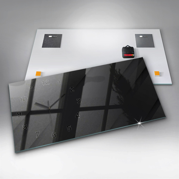 Glass wall clock rectangular Dark wall pattern
