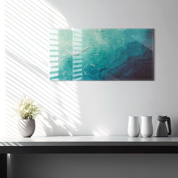 Glass wall clock rectangular Abstraction depth