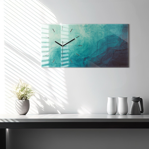 Glass wall clock rectangular Abstraction depth