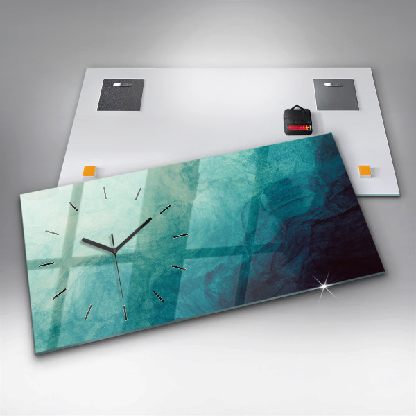 Glass wall clock rectangular Abstraction depth