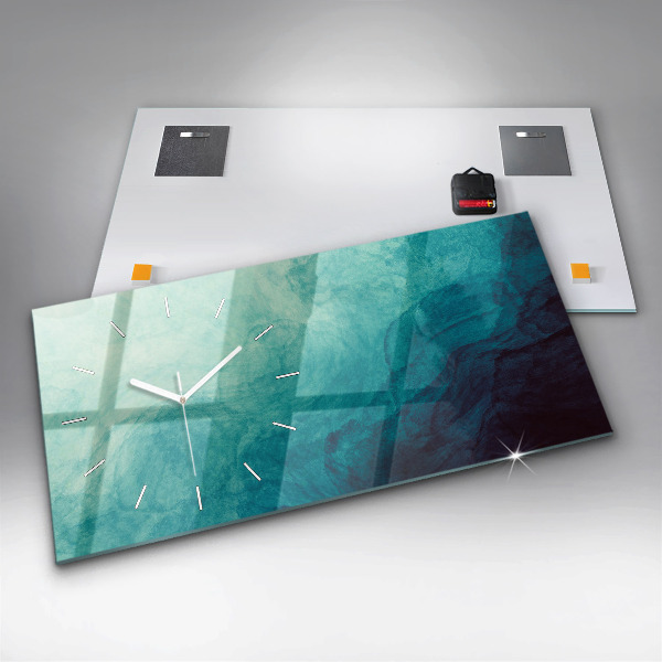 Glass wall clock rectangular Abstraction depth