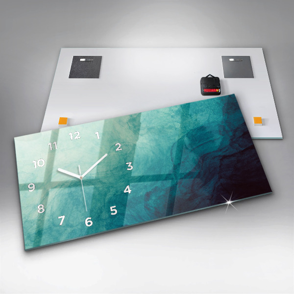 Glass wall clock rectangular Abstraction depth
