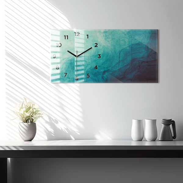 Glass wall clock rectangular Abstraction depth