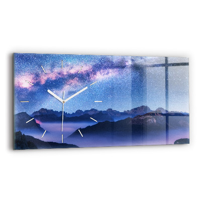 Glass wall clock rectangular Milky Way