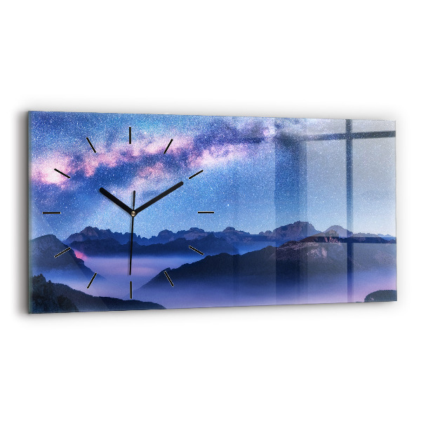 Glass wall clock rectangular Milky Way