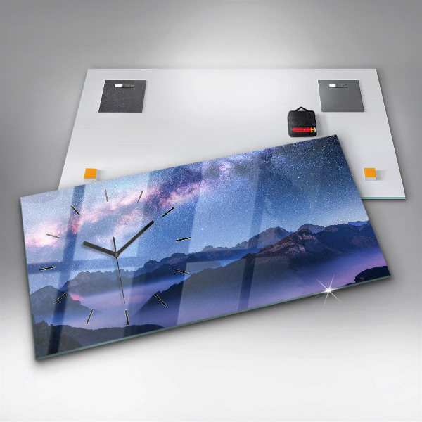 Glass wall clock rectangular Milky Way