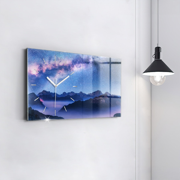 Glass wall clock rectangular Milky Way