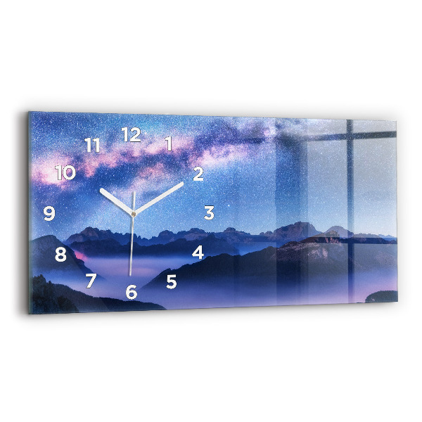 Glass wall clock rectangular Milky Way