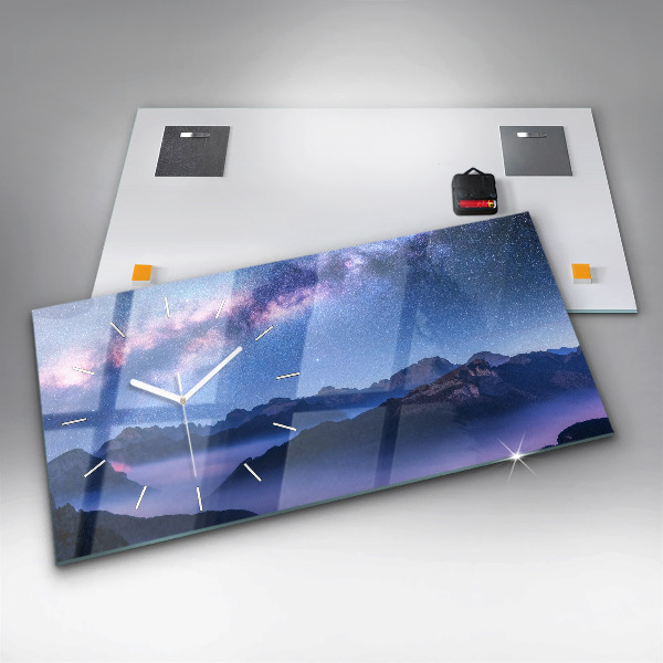 Glass wall clock rectangular Milky Way