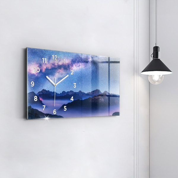 Glass wall clock rectangular Milky Way
