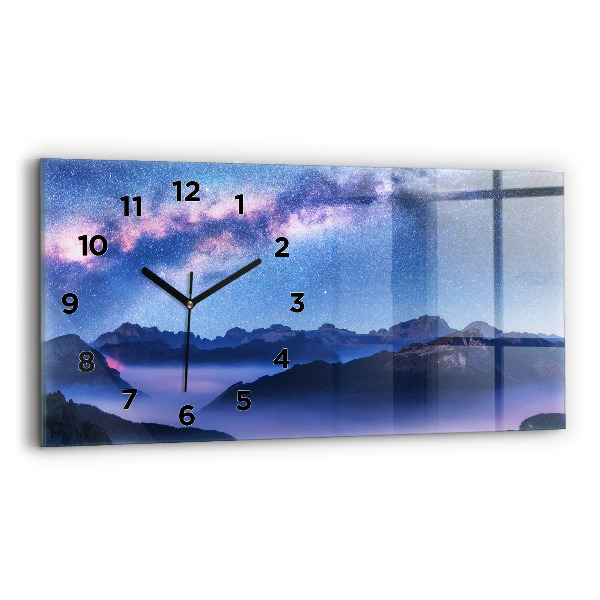 Glass wall clock rectangular Milky Way