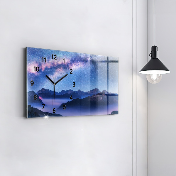 Glass wall clock rectangular Milky Way