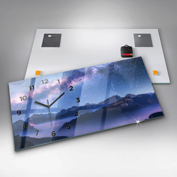 Glass wall clock rectangular Milky Way