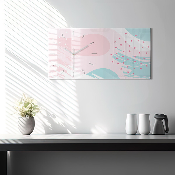 Glass wall clock rectangular Pastel abstraction