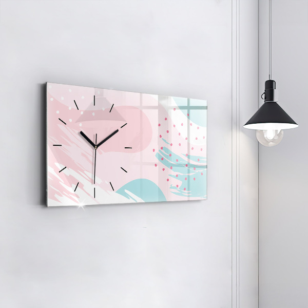 Glass wall clock rectangular Pastel abstraction