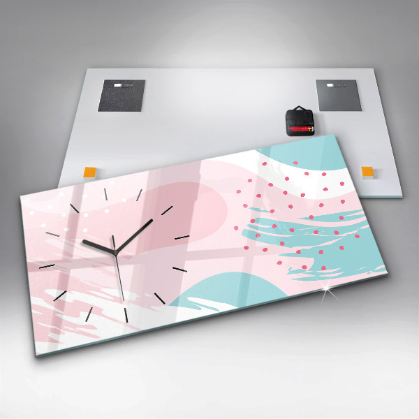 Glass wall clock rectangular Pastel abstraction