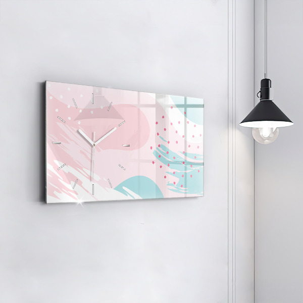 Glass wall clock rectangular Pastel abstraction