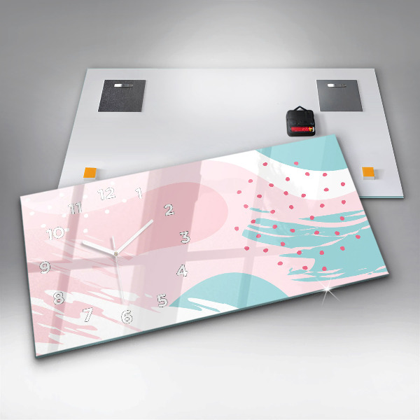 Glass wall clock rectangular Pastel abstraction