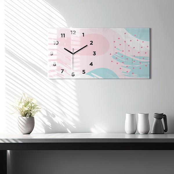 Glass wall clock rectangular Pastel abstraction