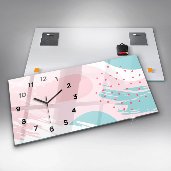 Glass wall clock rectangular Pastel abstraction