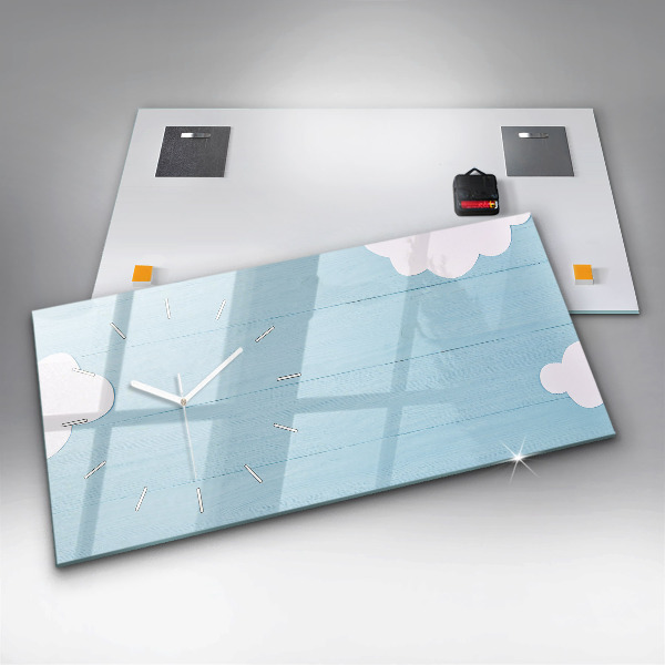 Glass wall clock rectangular Children's board