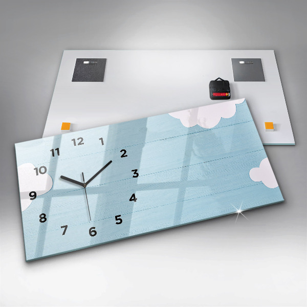 Glass wall clock rectangular Children's board