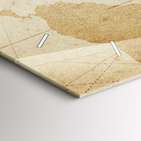 Glass wall clock rectangular Vintage world map