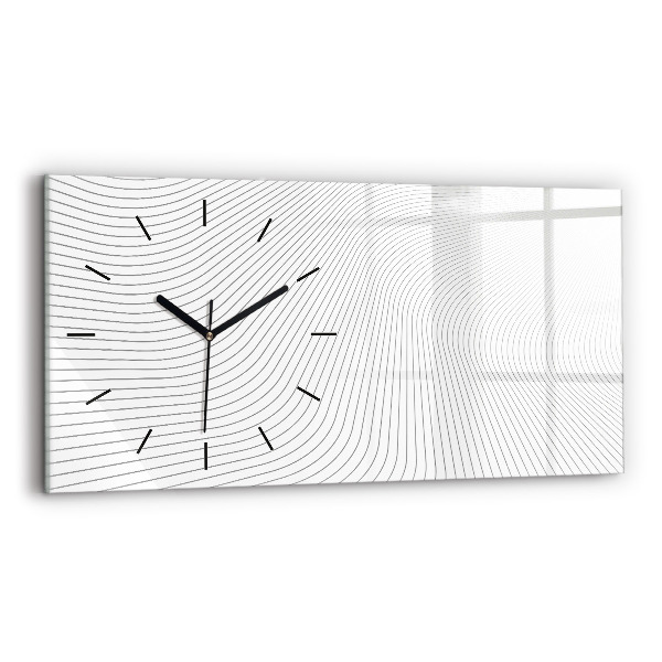 Glass wall clock rectangular Abstraction lines