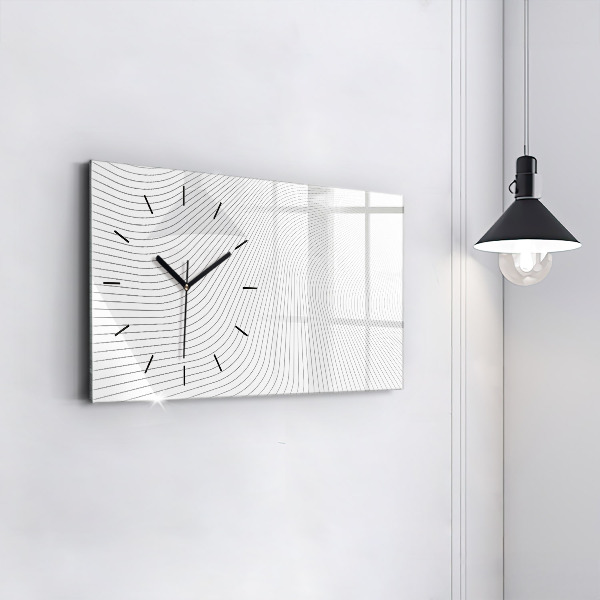 Glass wall clock rectangular Abstraction lines