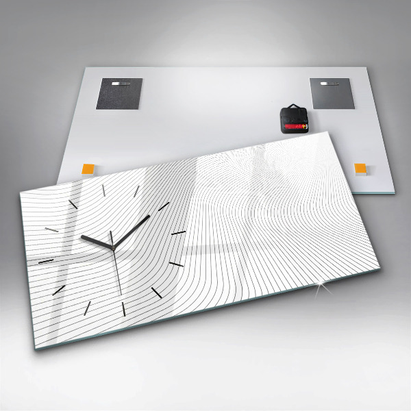 Glass wall clock rectangular Abstraction lines