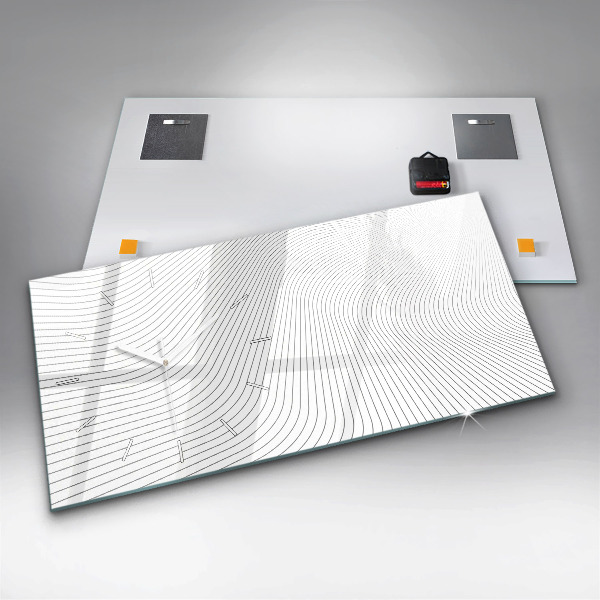Glass wall clock rectangular Abstraction lines