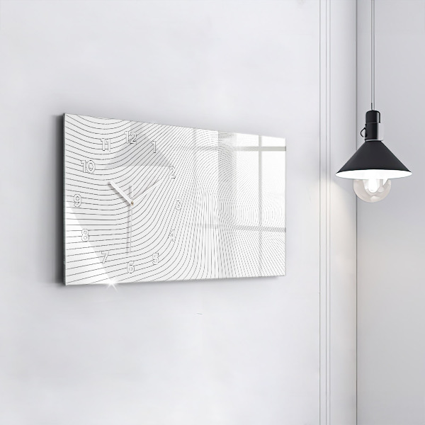 Glass wall clock rectangular Abstraction lines