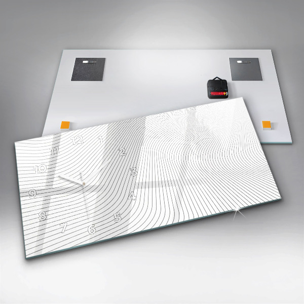 Glass wall clock rectangular Abstraction lines