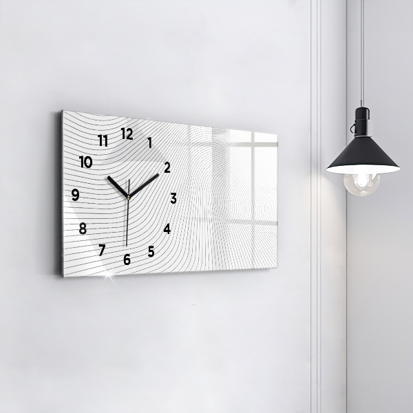 Glass wall clock rectangular Abstraction lines