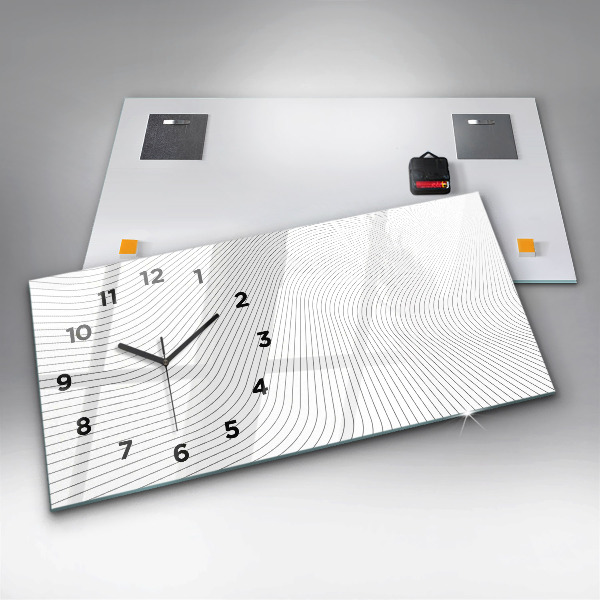 Glass wall clock rectangular Abstraction lines