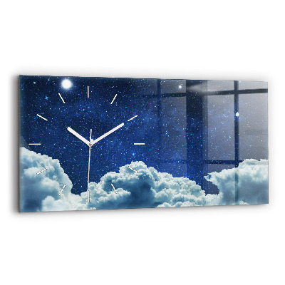 Glass wall clock rectangular Night sky