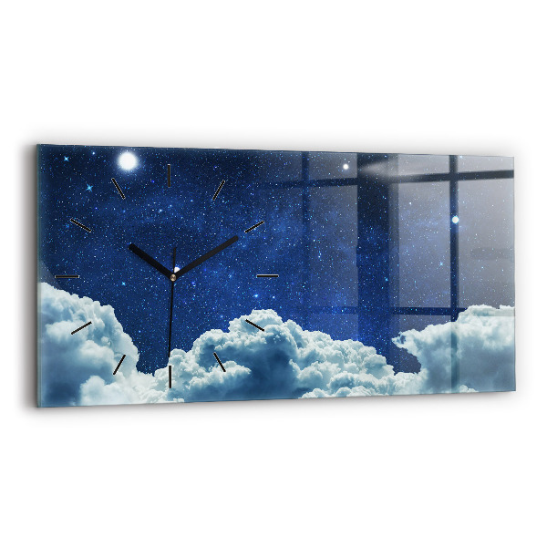 Glass wall clock rectangular Night sky