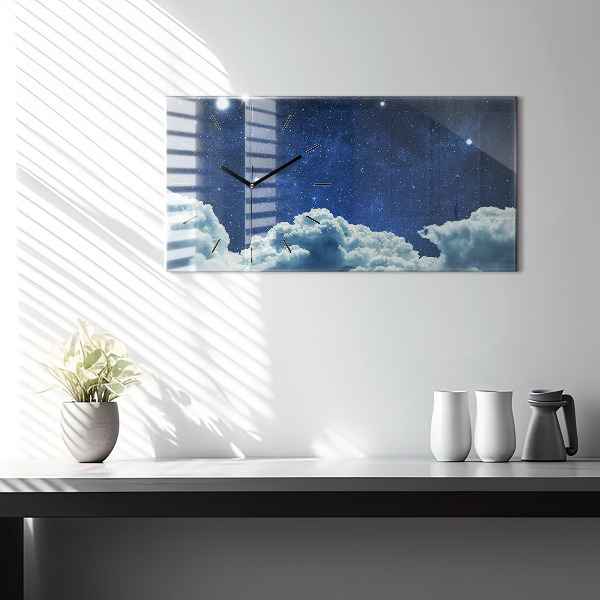 Glass wall clock rectangular Night sky