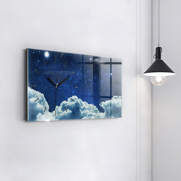 Glass wall clock rectangular Night sky