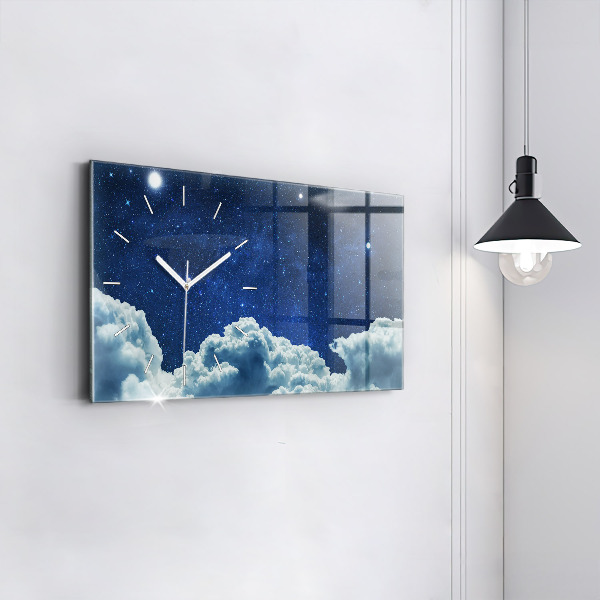 Glass wall clock rectangular Night sky